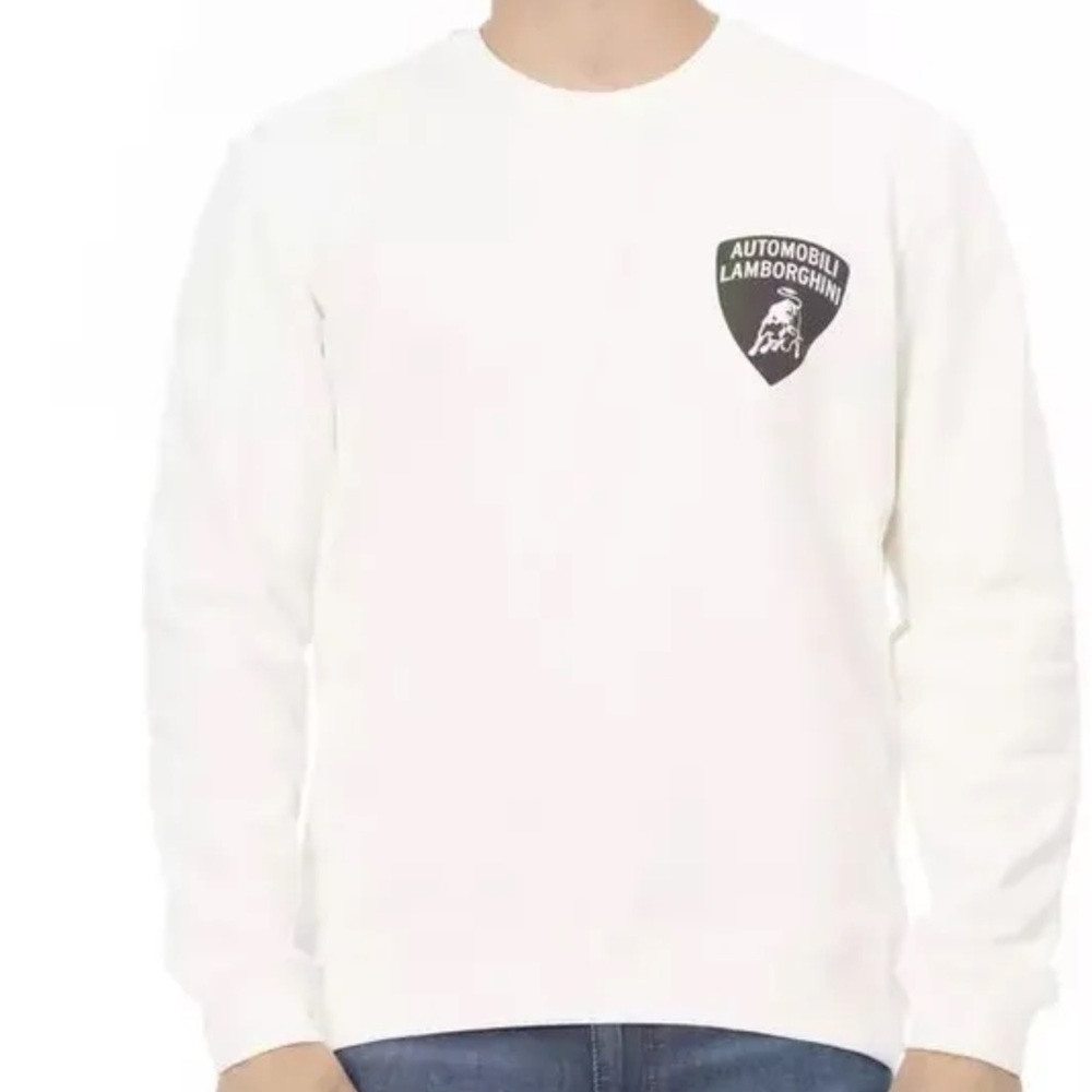 Lamborghini Logo White Cotton Men's Crew Neck Sweatshirts Sz. XL​​​​​​​​